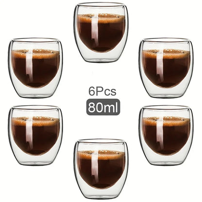 Double Wall Glass Cup Heat Insulation Transparent Handmade Tea Drink Cups MINI Whisky Glasses Espresso Coffee Mug