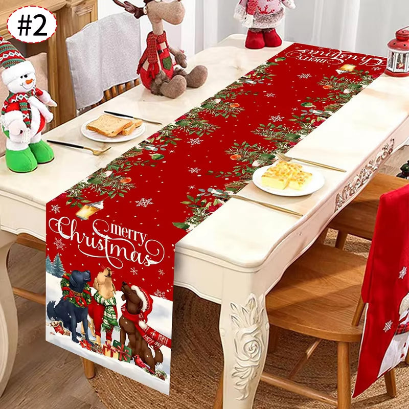 Christmas Table Runner Christmas Decorations Cute Cartoon Santa Claus Gingerbread Man Table Cover Xmas Table Accessories Navidad