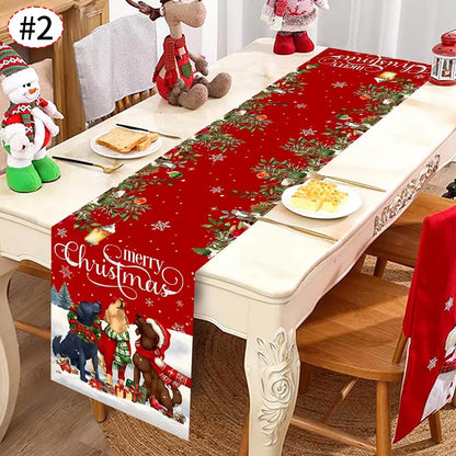 Christmas Table Runner Christmas Decorations Cute Cartoon Santa Claus Gingerbread Man Table Cover Xmas Table Accessories Navidad