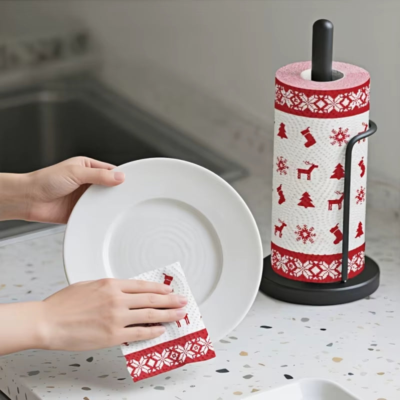 1Pcs Christmas Printed 3-Ply Kitchen Paper Oil Absorbent Absorbent Virgin Pulp Party Decor Festive Towel Kitchen Supplies