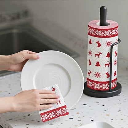 1Pcs Christmas Printed 3-Ply Kitchen Paper Oil Absorbent Absorbent Virgin Pulp Party Decor Festive Towel Kitchen Supplies