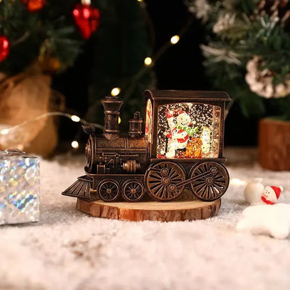 2025 Christmas Gift Train Crystal Ball Ornament Christmas Gift Christmas Eve Decoration Lighting Train Box Crystalball Ornaments
