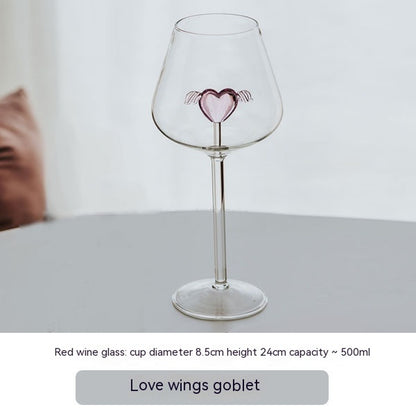 Creative Glass Goblet Pink Love Wine Glass Cocktail Glass Couple'S Cups Gift