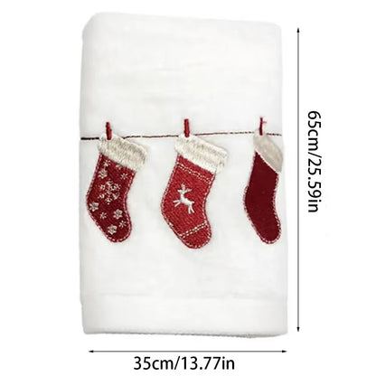3PCS Christmas Hand Towels Washcloth Pure Cotton Bathroom Christmas Kitchen Towels Basin Towels