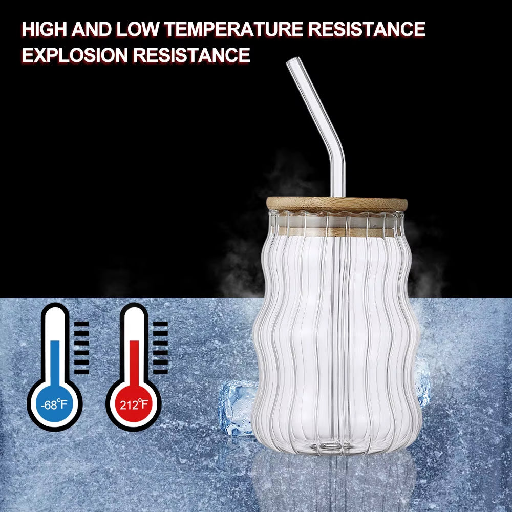 500Ml Glass Cup with Lid and Straw Transparent Bubble Tea Cup Juice Glass Beer Can Milk Mocha Cups Breakfast Mug Drinkware