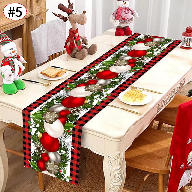 Christmas Table Runner Christmas Decorations Cute Cartoon Santa Claus Gingerbread Man Table Cover Xmas Table Accessories Navidad