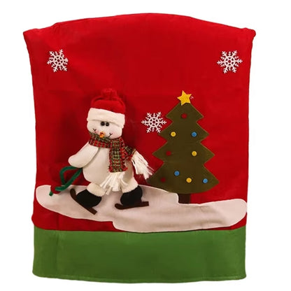 Christmas Chair Cover Cartoon Santa Claus Elk Chair Back Home Decoration New Year Dining Seat Cover Holiday Party Decoration