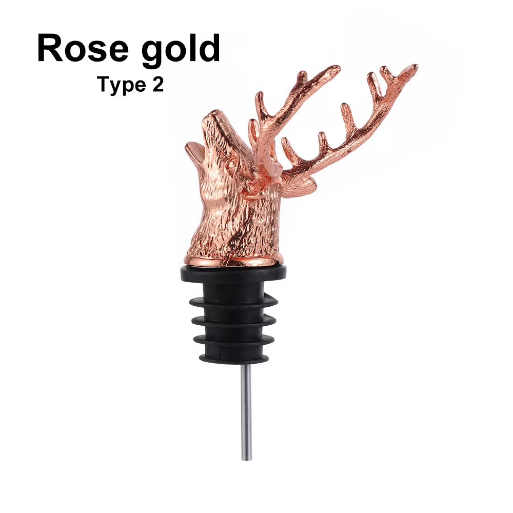 Deer Elk Lion Bull Head Wine Pourer Bottle Stoppers Bar Tools Wedding Party Drinks Wine Aerators Kitchen Tool Accessories