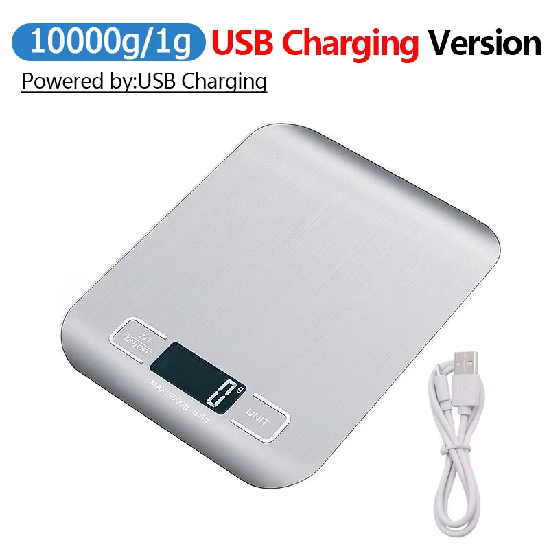5Kg/10Kg Digital Kitchen Scale LCD Display Stainless Steel Electronic Scales Home Jewelry Food Snacks Weighing Baking Tools