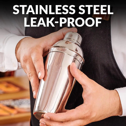 24 Oz 750Ml Stainless Steel Cocktail Shaker Set - Mixed Drink Shaker - Martini Shaker Set with Built in Strainer