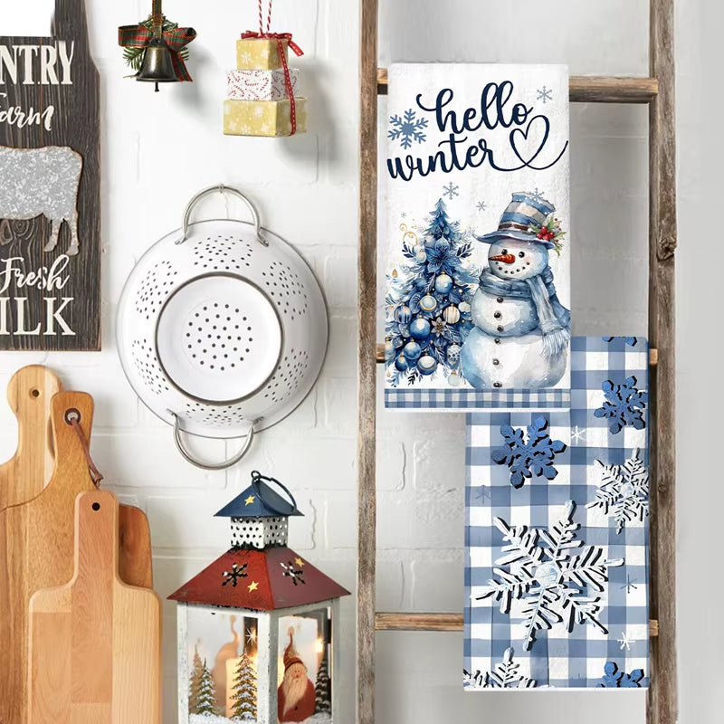 2Pcs Christmas Kitchen Towels Merry Christmas Party Decoration 2025 Xmas Snowman Dish Towel Navidad Natal New Year Gift 2026