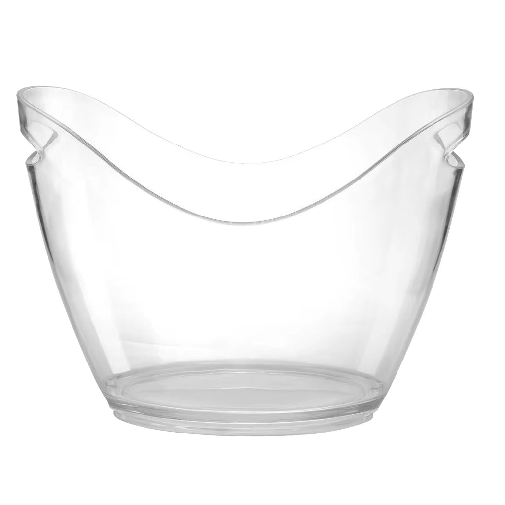 4L Clear Plastic Ice Bucket Party Bar Beer Wine Champagne Cooler for Home Kitchen Party Beverage Drinks Cooling Container