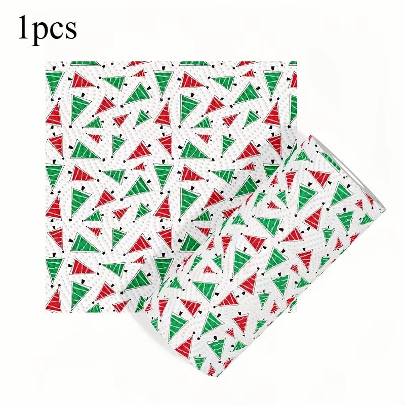 1Pcs Christmas Printed 3-Ply Kitchen Paper Oil Absorbent Absorbent Virgin Pulp Party Decor Festive Towel Kitchen Supplies