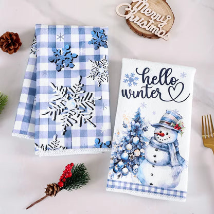 2Pcs Christmas Kitchen Towels Merry Christmas Party Decoration 2025 Xmas Snowman Dish Towel Navidad Natal New Year Gift 2026