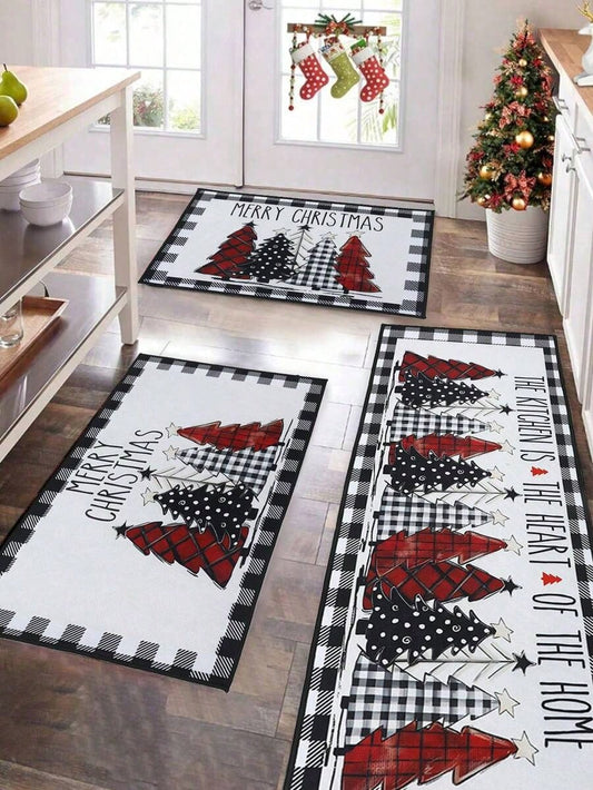 2Pcs Merry Christmas Mats, Christma Floor Mat Door Mats, Christmas Tree Doll Design, Christmas Decorations, Christmas Kitchen Mat, Christmas Kitchen Carpet, Christmas Decoration Door Floor Mat Entry Foot Mat, Room Decorations, Kitchen Decor, Christmas Gift Party Favors, Festive Accessory, Christmas Decor Home, Winter Decoration, Christmas Indoor Outdoor Decorations, 2026 New Year Decorations
