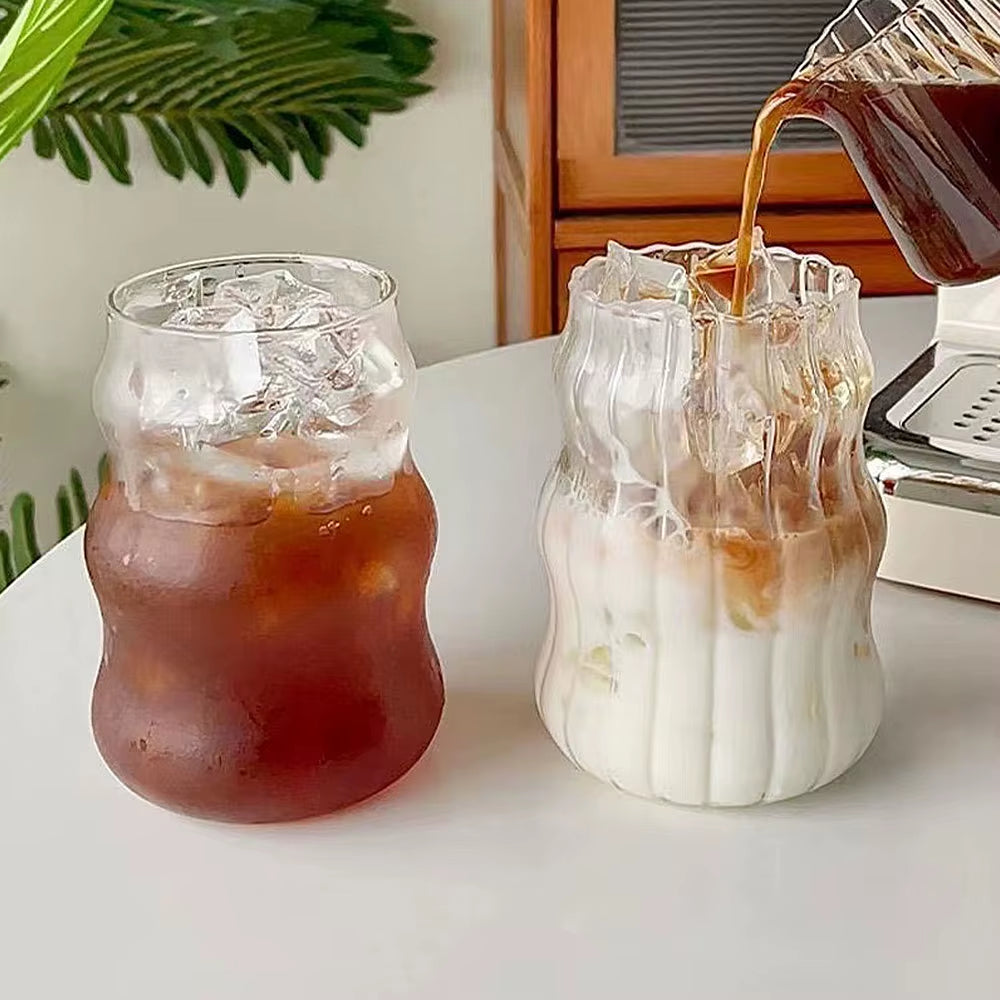 500Ml Glass Cup with Lid and Straw Transparent Bubble Tea Cup Juice Glass Beer Can Milk Mocha Cups Breakfast Mug Drinkware
