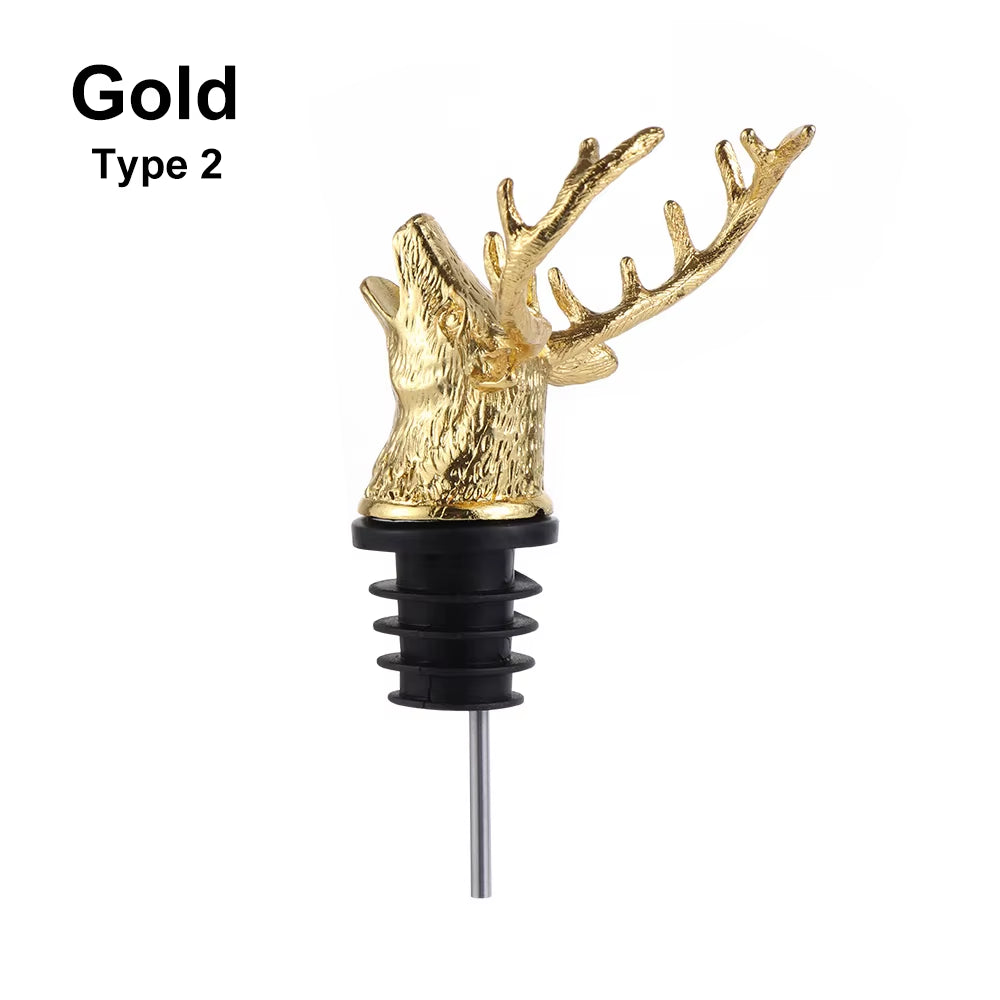 Deer Elk Lion Bull Head Wine Pourer Bottle Stoppers Bar Tools Wedding Party Drinks Wine Aerators Kitchen Tool Accessories