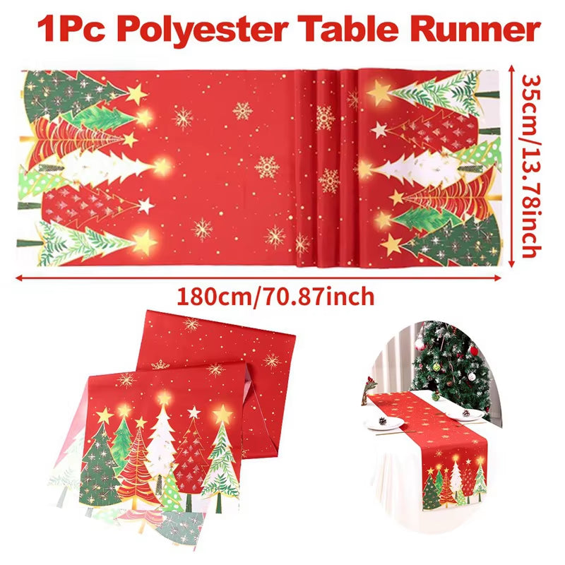 Christmas Table Runner Christmas Decorations Cute Cartoon Santa Claus Gingerbread Man Table Cover Xmas Table Accessories Navidad