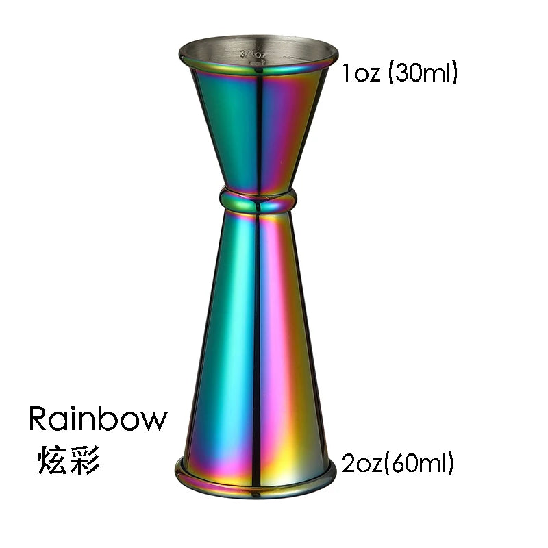 Rainbow Cocktail Shaker Bar Set: 2 Weighted Boston Shakers, Cocktail Strainer Set,Jigger,Muddler and Spoon, Ice Tong ,2 Pourer