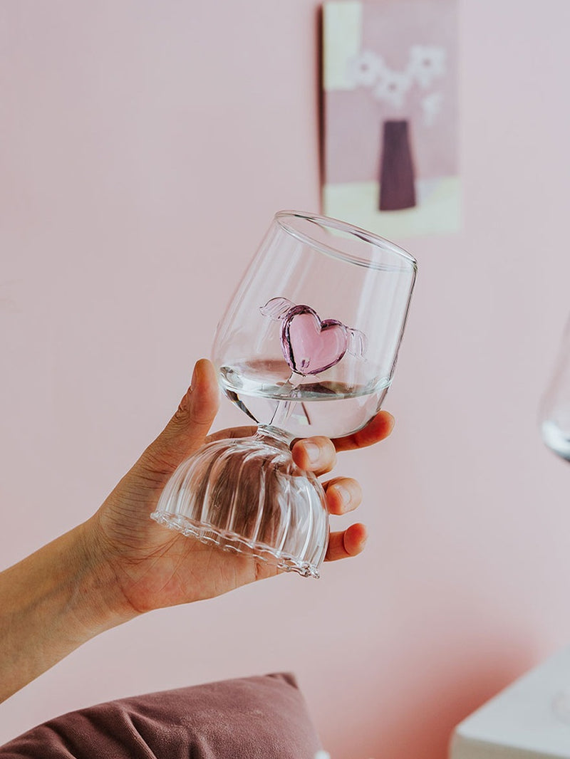 Creative Glass Goblet Pink Love Wine Glass Cocktail Glass Couple'S Cups Gift