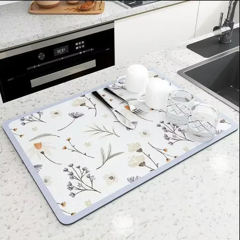 Kitchen Mat Drainer Kitchen Pad Coffee Absorbent Dish Place Mats Drying Tableware Pad Dish Cocina Mats for Kitchen Accessories