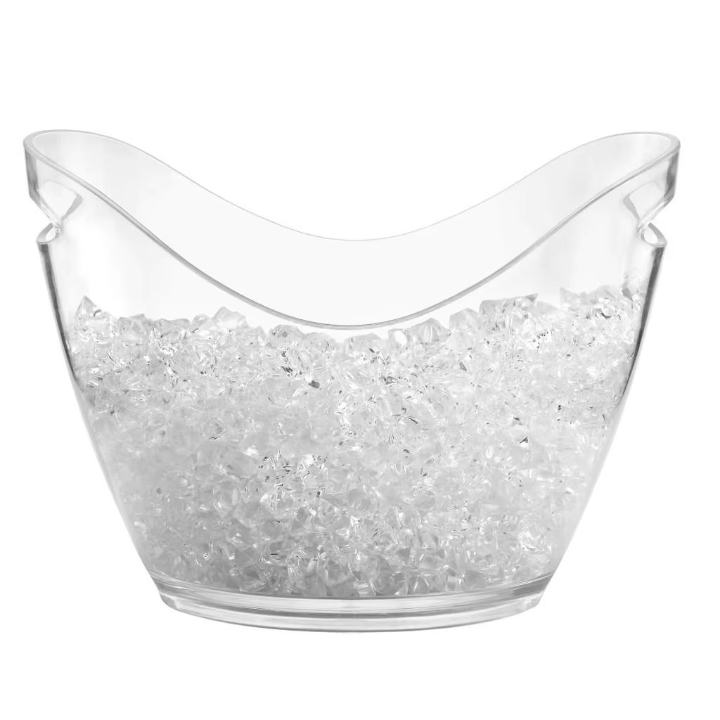 4L Clear Plastic Ice Bucket Party Bar Beer Wine Champagne Cooler for Home Kitchen Party Beverage Drinks Cooling Container