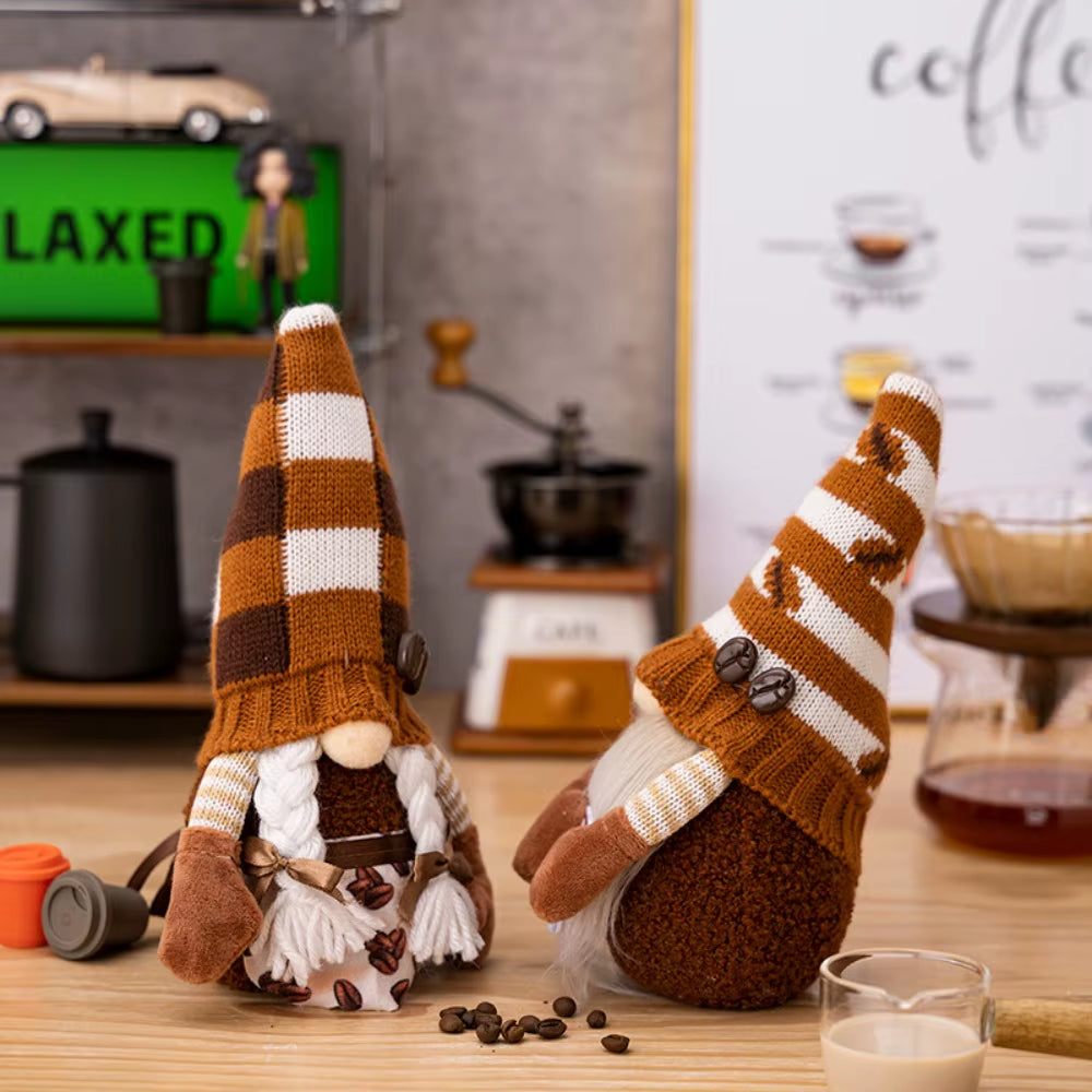 1/2 Pcs Coffee Gnome Coffee Bar Decoration, Handmade Swedish Gift Farmhouse Plush with Coffee Bag Christmas Kitchen Decoration