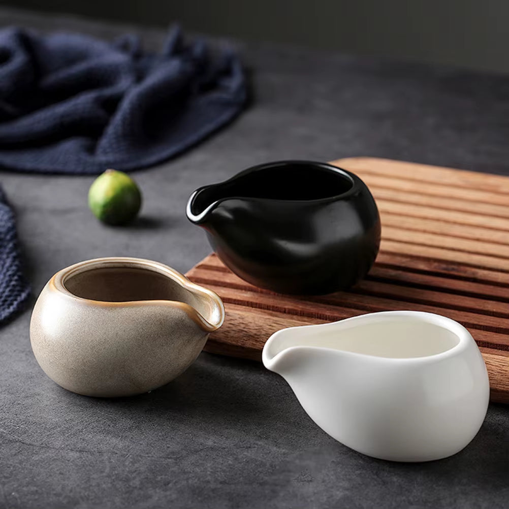 Mini round Spout Ceramic Milk Jug Sauce Pitcher Coffee Syrup Dispenser Cold Kettle Drinkware Kitchen Dining Bar Nordic Style