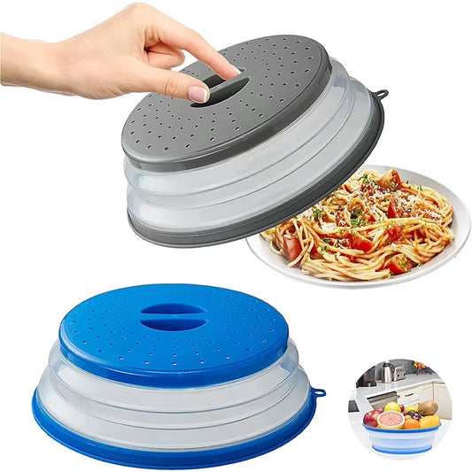 Microwave Splatter Cover Heating Folding Cover Silicone Fresh-Keeping Cover Oil-Proof Splash-Proof Cover with Hook Cooking Lids