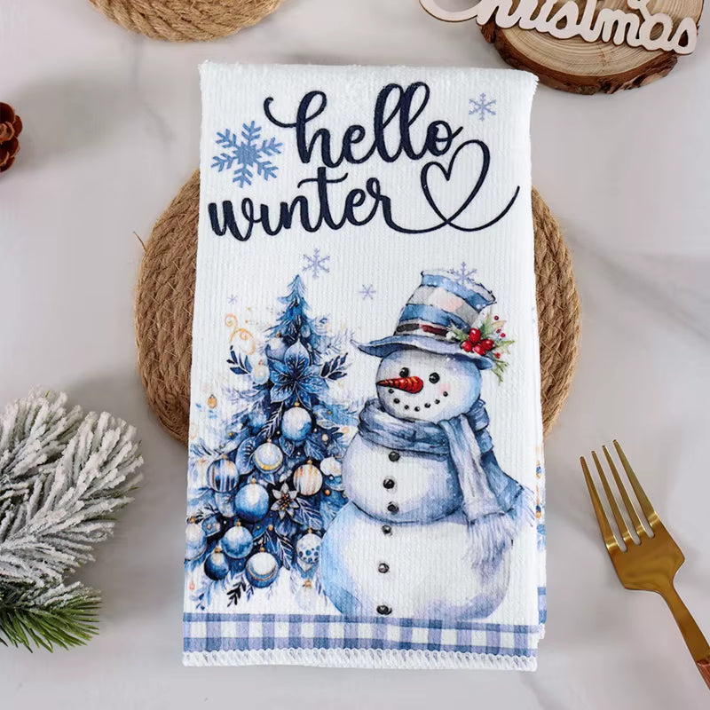 2Pcs Christmas Kitchen Towels Merry Christmas Party Decoration 2025 Xmas Snowman Dish Towel Navidad Natal New Year Gift 2026