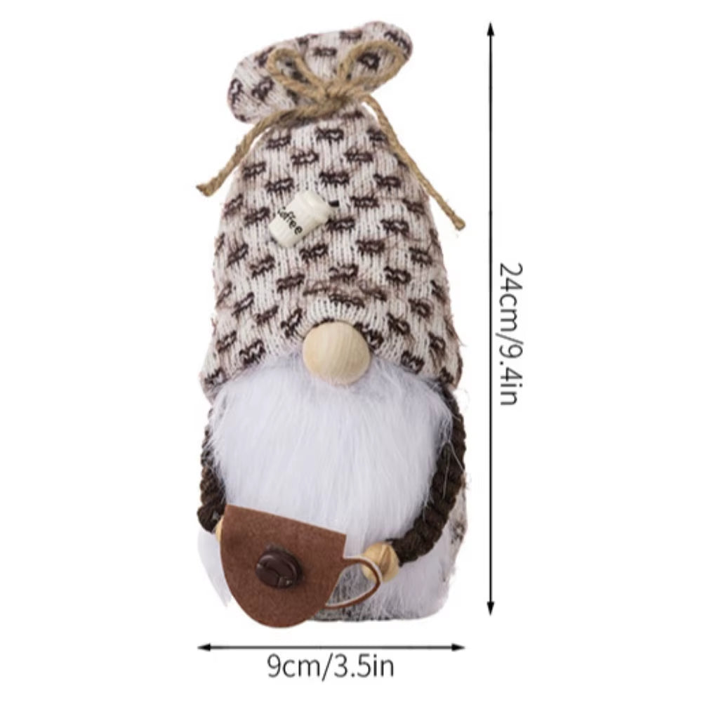 1/2 Pcs Coffee Gnome Coffee Bar Decoration, Handmade Swedish Gift Farmhouse Plush with Coffee Bag Christmas Kitchen Decoration