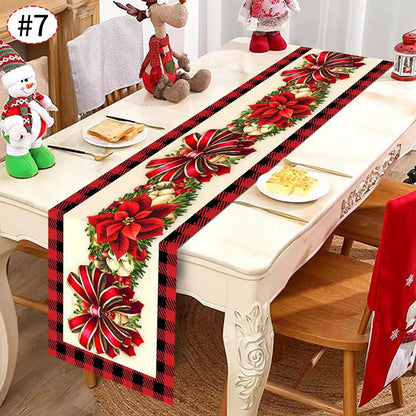Christmas Table Runner Christmas Decorations Cute Cartoon Santa Claus Gingerbread Man Table Cover Xmas Table Accessories Navidad