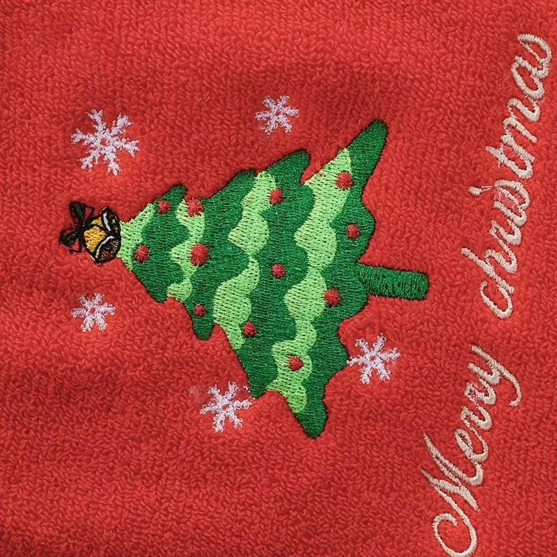 Large Christmas Hand Towels for Bathroom, Cotton Christmas Kitchen Towels, Decorative Embroidery Holiday Towels for Kids