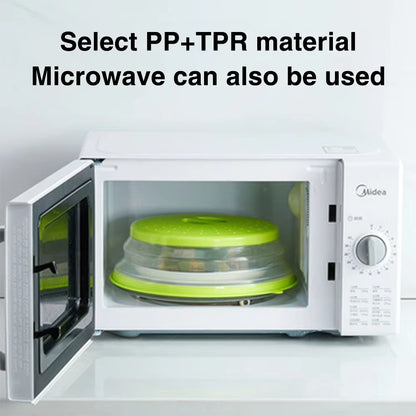 Microwave Splatter Cover Heating Folding Cover Silicone Fresh-Keeping Cover Oil-Proof Splash-Proof Cover with Hook Cooking Lids