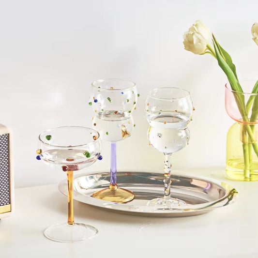 Champagne Coupe Colorful Goblet Glass Sparkling Gem Cocktail Champagne Glass Dessert Drinking Glasses Bar Wine Glasses