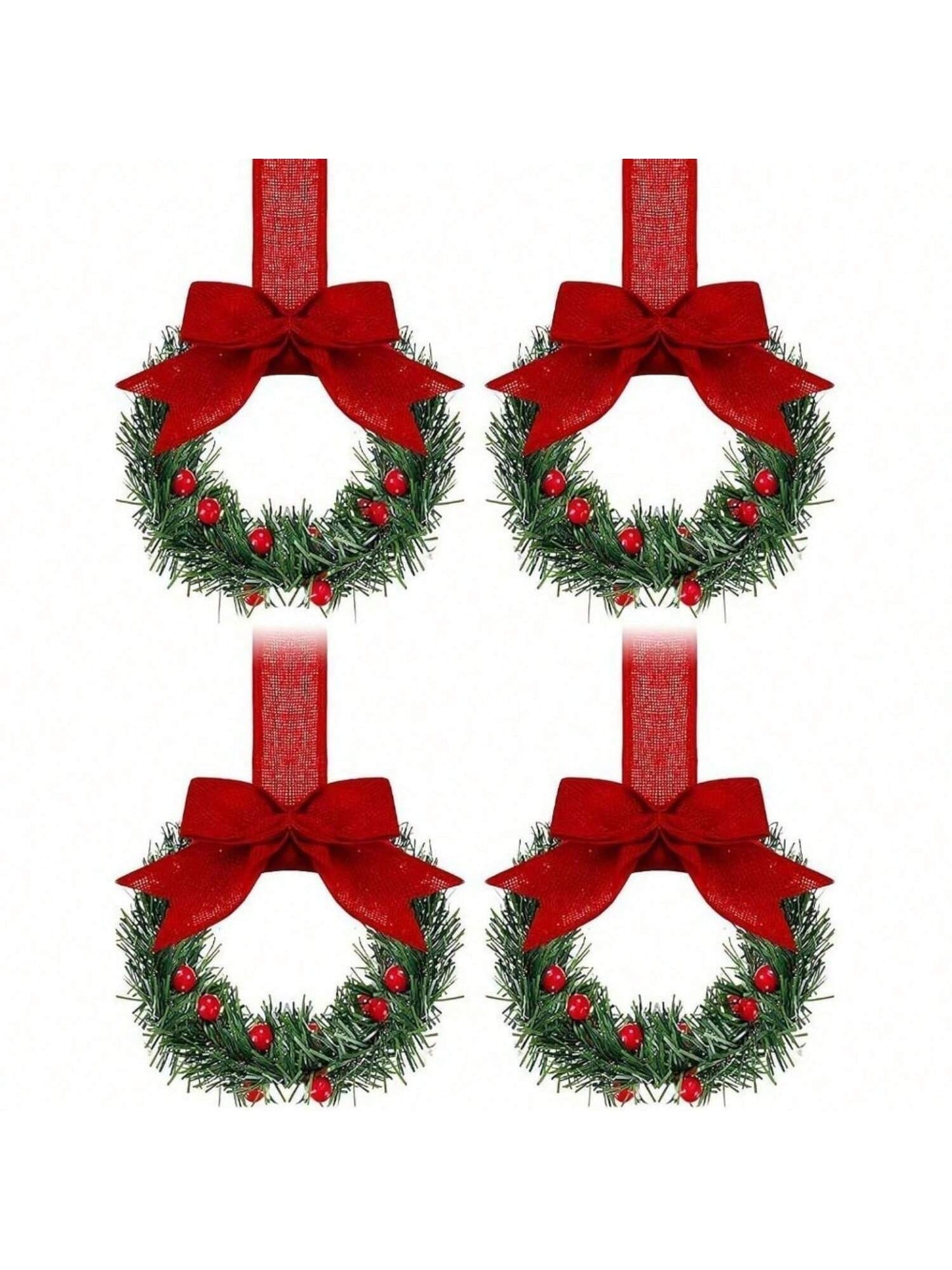 Small Christmas Wreaths,Christmas Kitchen Cabinet Wreaths Wirh Red Berries, Mini Christmas Wreaths for Centerpiece Front Door Decor,Christmas Decorations,Living Room Decorations,Office Decorations