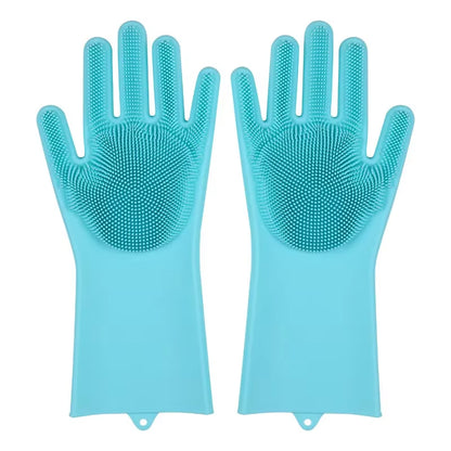 2Pcs Silicone/Pvc Cleaning Gloves Multifunction Silicone Dish Washing Gloves for Kitchen Household Silicone Washing