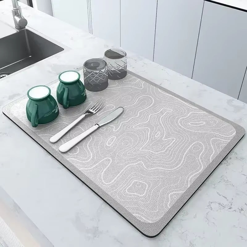 Kitchen Mat Drainer Kitchen Pad Coffee Absorbent Dish Place Mats Drying Tableware Pad Dish Cocina Mats for Kitchen Accessories