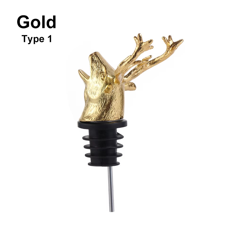 Deer Elk Lion Bull Head Wine Pourer Bottle Stoppers Bar Tools Wedding Party Drinks Wine Aerators Kitchen Tool Accessories