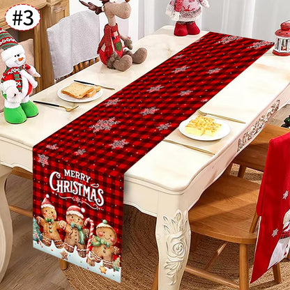 Christmas Table Runner Christmas Decorations Cute Cartoon Santa Claus Gingerbread Man Table Cover Xmas Table Accessories Navidad