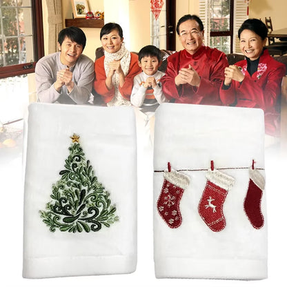 3PCS Christmas Hand Towels Washcloth Pure Cotton Bathroom Christmas Kitchen Towels Basin Towels