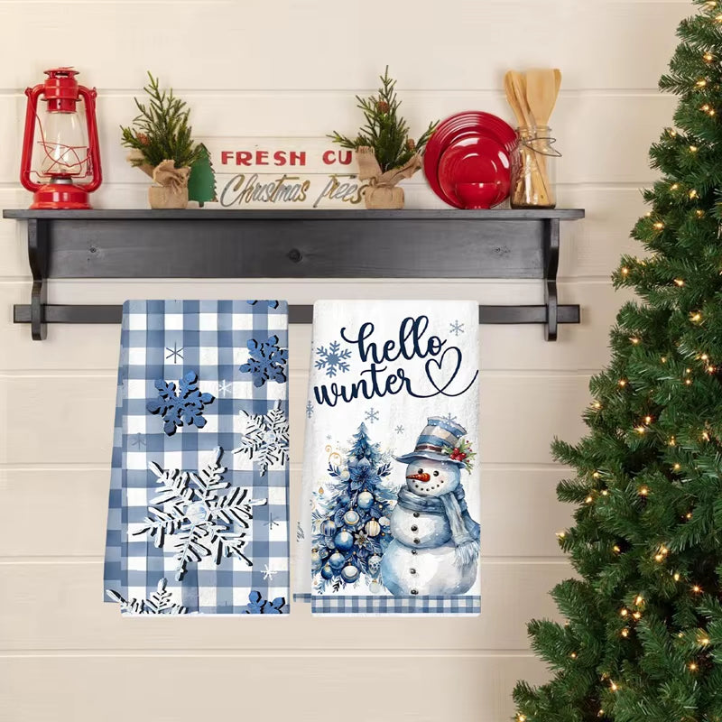 2Pcs Christmas Kitchen Towels Merry Christmas Party Decoration 2025 Xmas Snowman Dish Towel Navidad Natal New Year Gift 2026