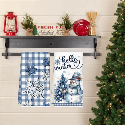 2Pcs Christmas Kitchen Towels Merry Christmas Party Decoration 2025 Xmas Snowman Dish Towel Navidad Natal New Year Gift 2026