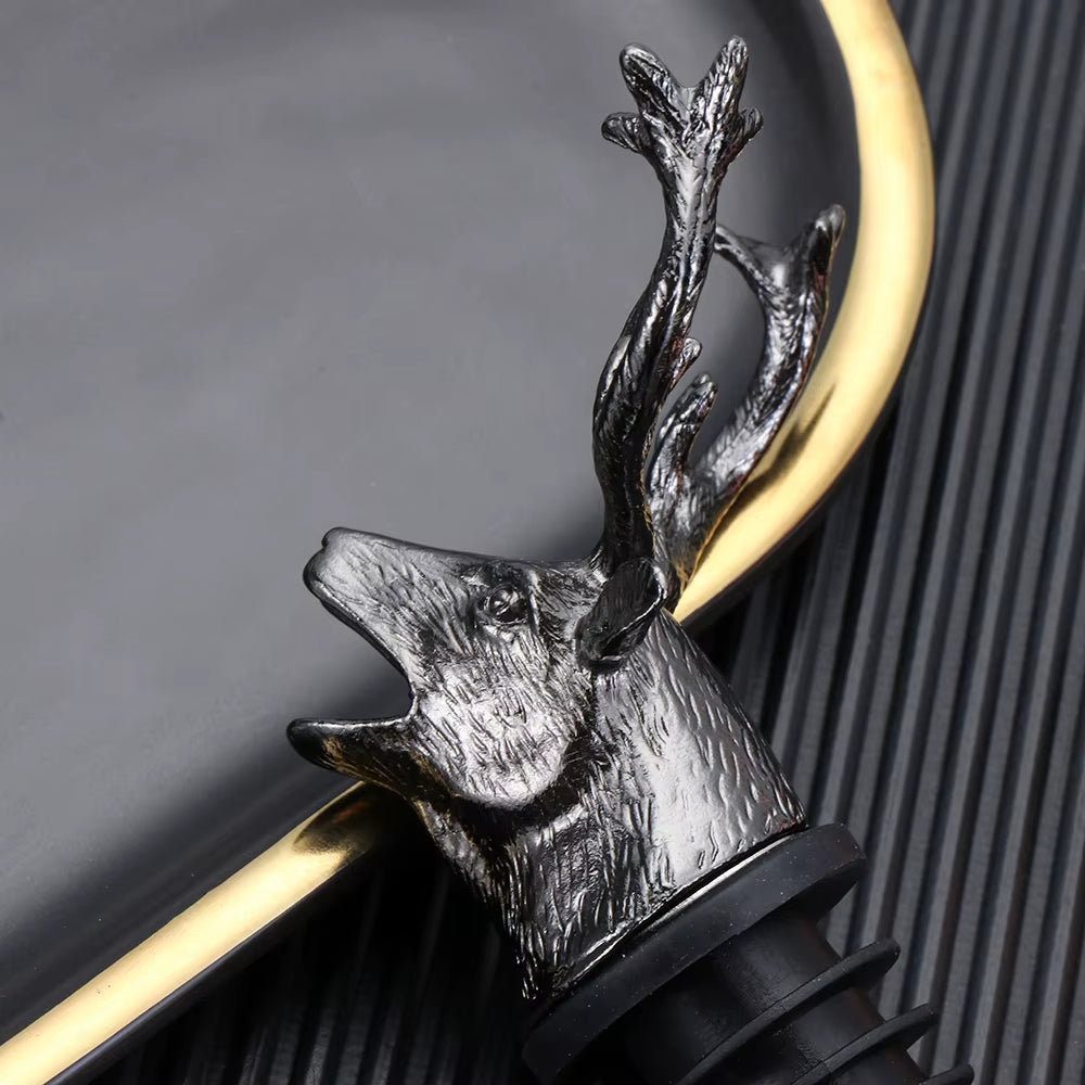 Deer Elk Lion Bull Head Wine Pourer Bottle Stoppers Bar Tools Wedding Party Drinks Wine Aerators Kitchen Tool Accessories