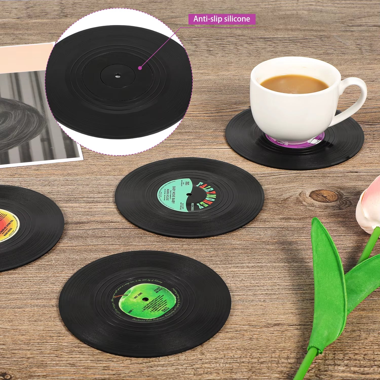 6Pcs Floppy Disk Cup Mat Coasters Drink Coasters Home Decor Bar Accessory SET Heat-Insulated Cup Mats Drinks Holder Home Decor