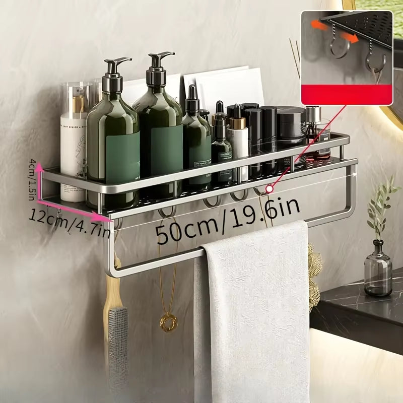 Aluminum Wall-Mounted Shelf Multifunctional Kitchen Spice Storage Rack Kitchen Space Management Solution Kitchen Accessories