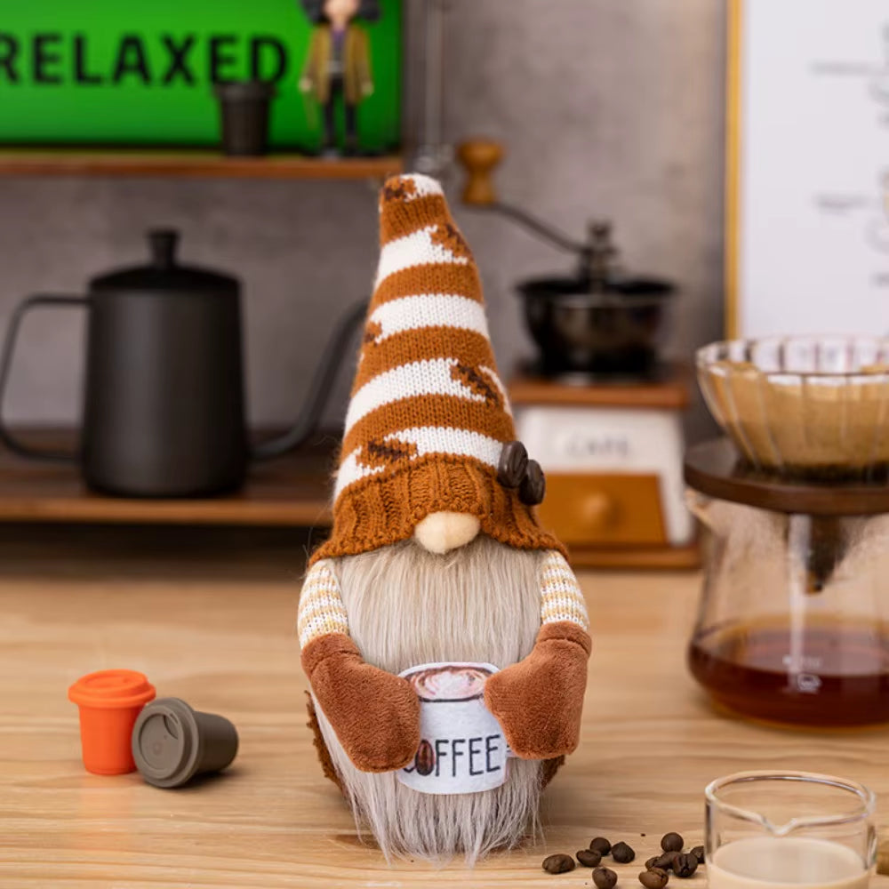 1/2 Pcs Coffee Gnome Coffee Bar Decoration, Handmade Swedish Gift Farmhouse Plush with Coffee Bag Christmas Kitchen Decoration