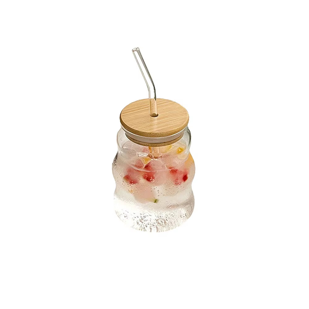 500Ml Glass Cup with Lid and Straw Transparent Bubble Tea Cup Juice Glass Beer Can Milk Mocha Cups Breakfast Mug Drinkware
