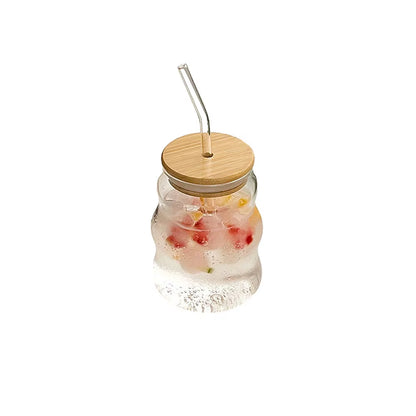 500Ml Glass Cup with Lid and Straw Transparent Bubble Tea Cup Juice Glass Beer Can Milk Mocha Cups Breakfast Mug Drinkware