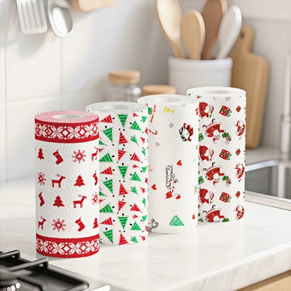 1Pcs Christmas Printed 3-Ply Kitchen Paper Oil Absorbent Absorbent Virgin Pulp Party Decor Festive Towel Kitchen Supplies